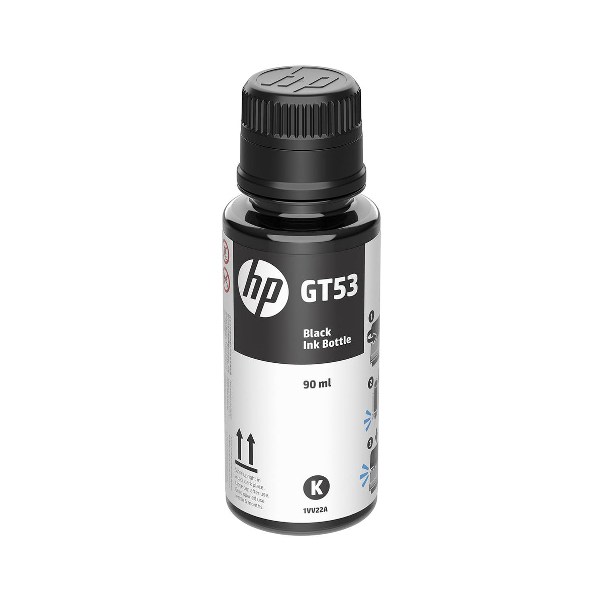 HP Botella de Tinta GT53 Negro Original, para Smart Tank 514,517,616,500,515,519,530,533,615,618, Deskjet 5810,5820, Ink Tank 115, 318,319,410,415,416,418,419,455,457,450,315 (1VV22AL)