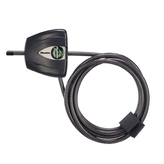 Master Lock Candado de cable, 6' x 3/16" diameter, Negro y plateado | Cerradura de cable con llave ajustable hecha con acero trenzado, bloqueo resistente al óxido y cable recubierto de vinilo