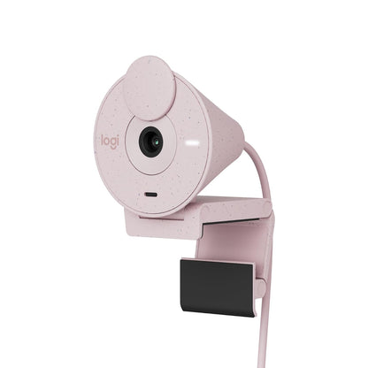 Logitech Brio 300 Cámara Web HD con Obturador de privacidad, Mic con reducción de Ruido, USB-C, Certificado para Zoom, Microsoft Teams, Google Meet, corrección automática de luz - Rosa