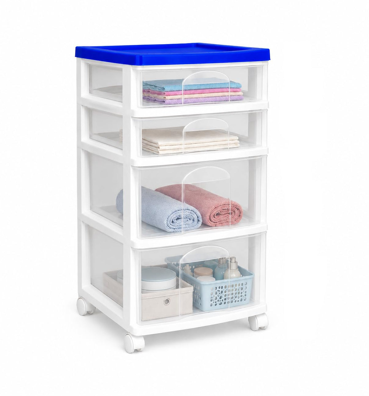 Italhome Cajonera De Plástico, Cajonera Organizador Multiusos Con 4 Cajones Grandes Transparentes Tor