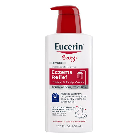 Eucerin Baby Eczema Relief Cream & Body Wash, Eczema Body Wash para bebés, botella de 13.5 onzas líquidas