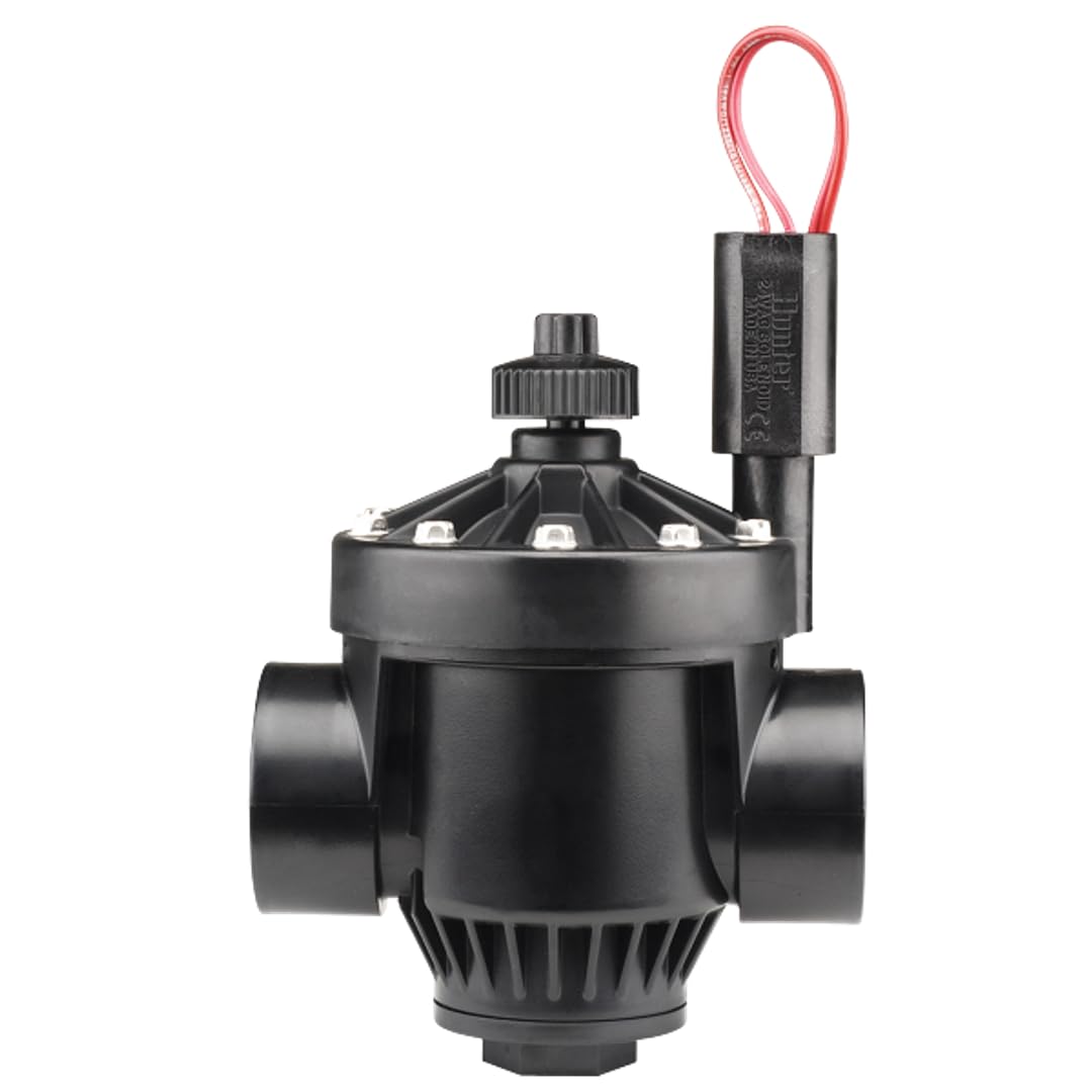 Hunter PGV - Válvula de riego de 1½ pulgadas con control de flujo, diseño combinado de ángulo de globo, cuerpo de plástico resistente, entrada y salida roscada hembra, 20-150 PSI, válvula de riego