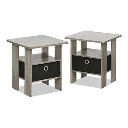 Furinno - Mesita de noche para dormitorio 2-11157GYW, mesa auxiliar pequeña, juego de dos
