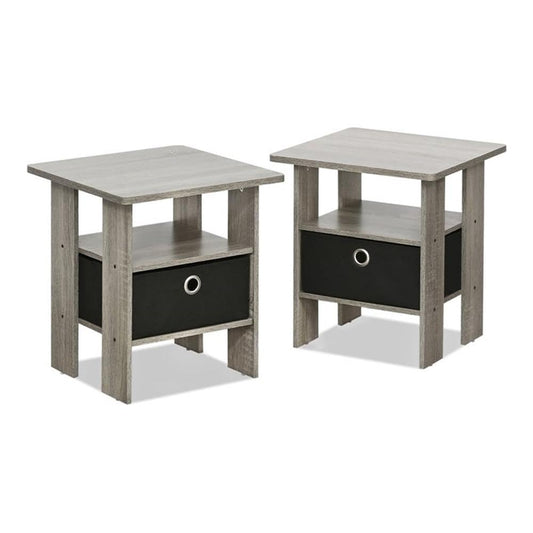 Furinno - Mesita de noche para dormitorio 2-11157GYW, mesa auxiliar pequeña, juego de dos