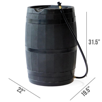 FCMP RC45-BLK - Barril de lluvia para exteriores (45 galones), barril de agua con parte trasera plana para regar plantas al aire última intervensión, jardines y paisajes, color negro