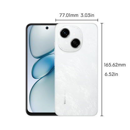 Tecno Celular Spark Go 1 Dual SIM 128GB ROM 4GB+4GB RAM Virtual 6.67" Unisoc T615 120Hz Pantalla Cámara 13MP IP54 Batería 5000mAh Carga de 15W Doble Altavoz Versión Global (Blanco)