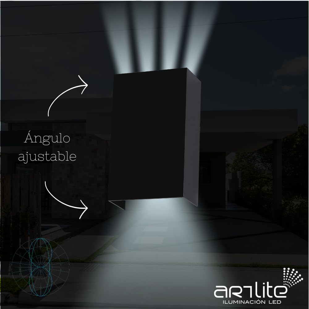 Luminaria Rectangular Doble Disparo, 10W de Potencia, Aluminio + Policarbonato de alta resistencia, con Ajuste de Ángulo, 6500K Blanco Frío (ADE-030)