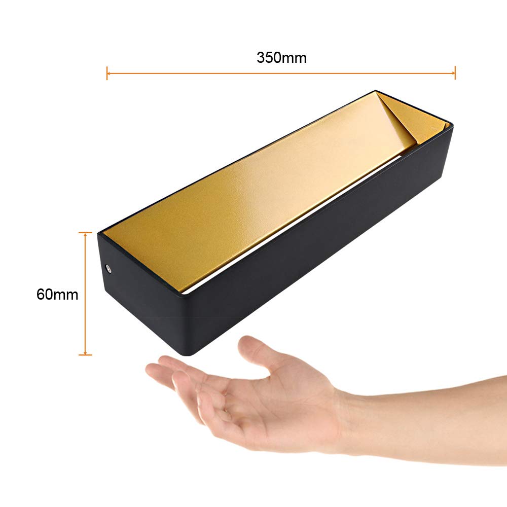 Tecnolite Lámpara Interior Sobreponer Muro, LED Integrado, Negro/ Oro, 20TLLED408MV30N