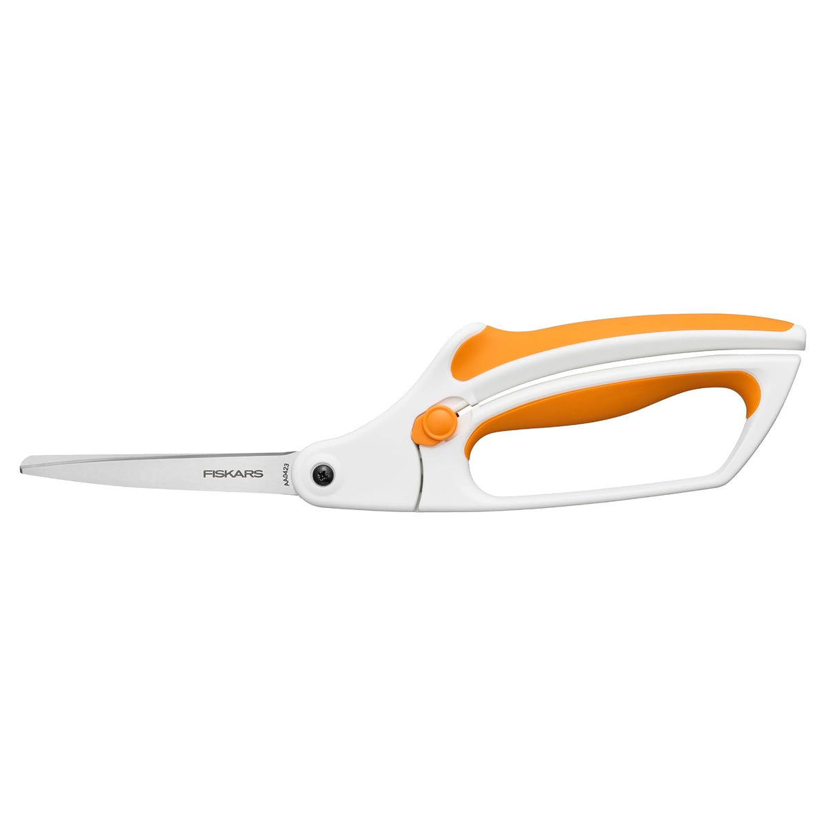 Fiskars - Tijeras de tela de fácil acción, cuchillas de acero inoxidable para cortes de precisión, mango doblado asistido por resorte