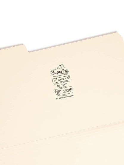 Smead SuperTab 15401 - Carpeta de archivos pesada, tamaño legal, manila, 50 por caja