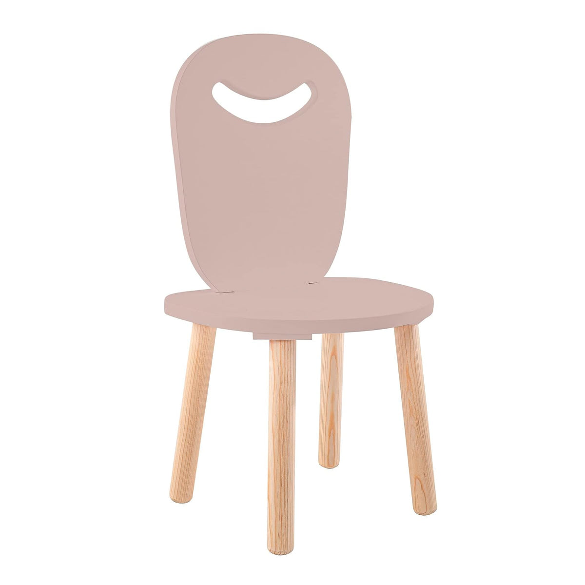 DUDUK Silla Moderna Infantil de Madera con Agarradera - Rosa