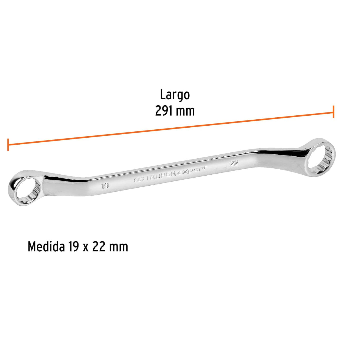 Truper Expert LL-81922, Llave de estrías 45°, milimétrica 19 x 22 mm