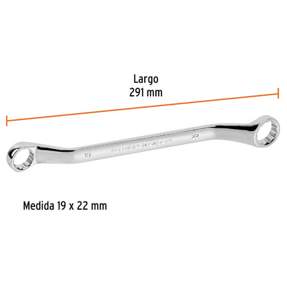 Truper Expert LL-81922, Llave de estrías 45°, milimétrica 19 x 22 mm