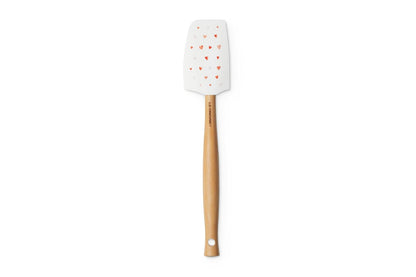 Le Creuset Mon Coeur Collection Espátula de silicona mediana para manualidades, color blanco con corazones