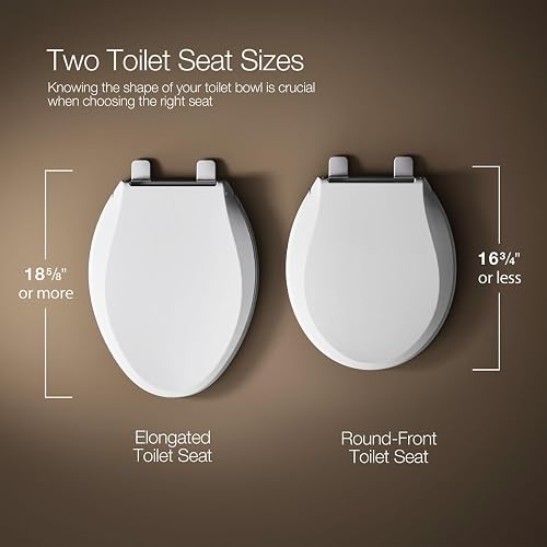 Kohler K-20111-96 Brevia - Asiento de inodoro redondo con parachoques apretado, asiento de cierre silencioso, herrajes de fijación rápida, galleta
