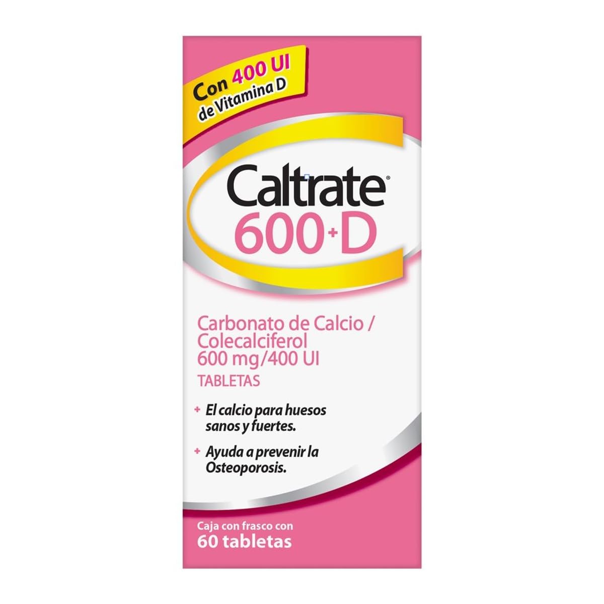 Caltrate Suplemento de Calcio 600 +D 600mg / 400 UI Frasco con 60 tabletas