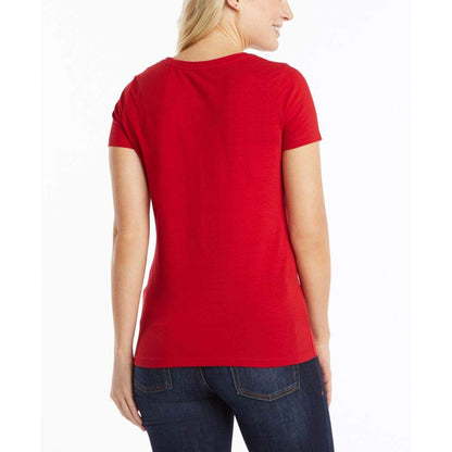 Nautica Playera de algodón elástico súper Suave con Cuello en V fácil Comodidad Camiseta para Mujer