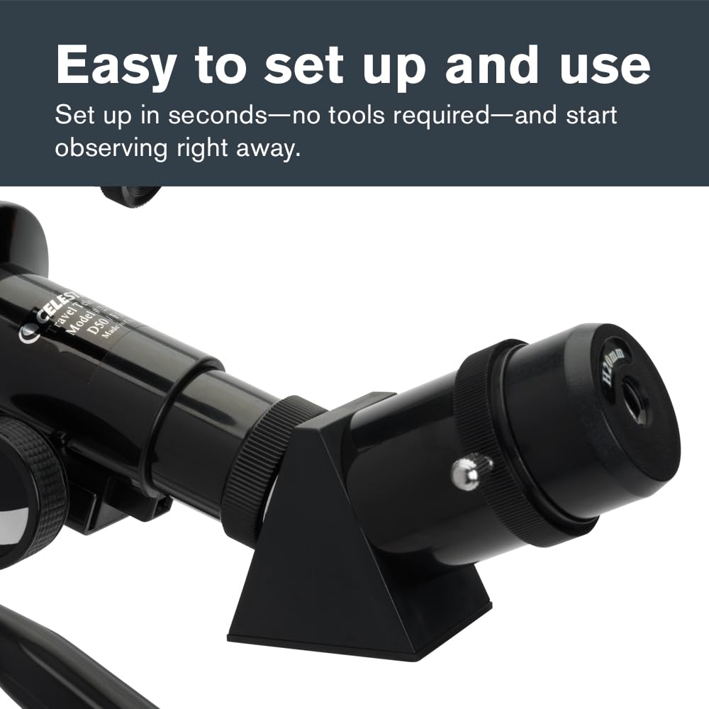 Celestron - 50mm Travel Scope - Portable Refractor Telescope - Fully-Coated Glass Optics - Ideal Telescope for Beginners - Bonus Astronomy Software Package