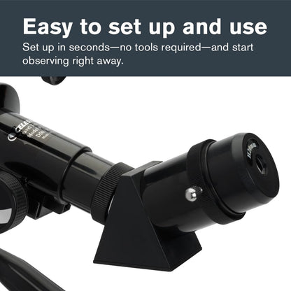 Celestron - 50mm Travel Scope - Portable Refractor Telescope - Fully-Coated Glass Optics - Ideal Telescope for Beginners - Bonus Astronomy Software Package