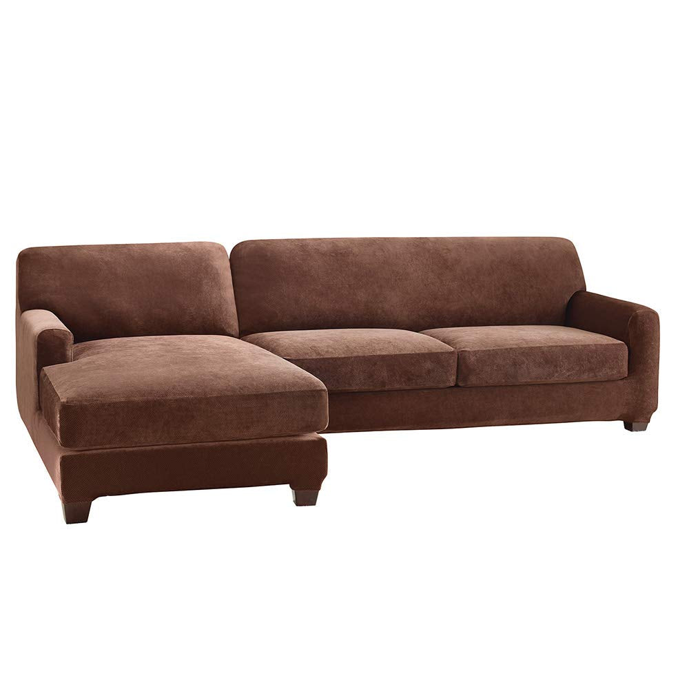 SureFit - Piqué elástico de Dos Piezas con Funda seccional para Tumbona Lateral Izquierda, Color Chocolate (SF38955)