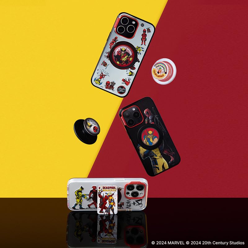 PopSockets - Agarre para teléfono MagSafe, Agarre y Soporte magnético Seguro para teléfono, Soporte Manos Libres, Compatible con Carga inalámbrica, Deadpool x Wolverine, Deadpool & Wolverine