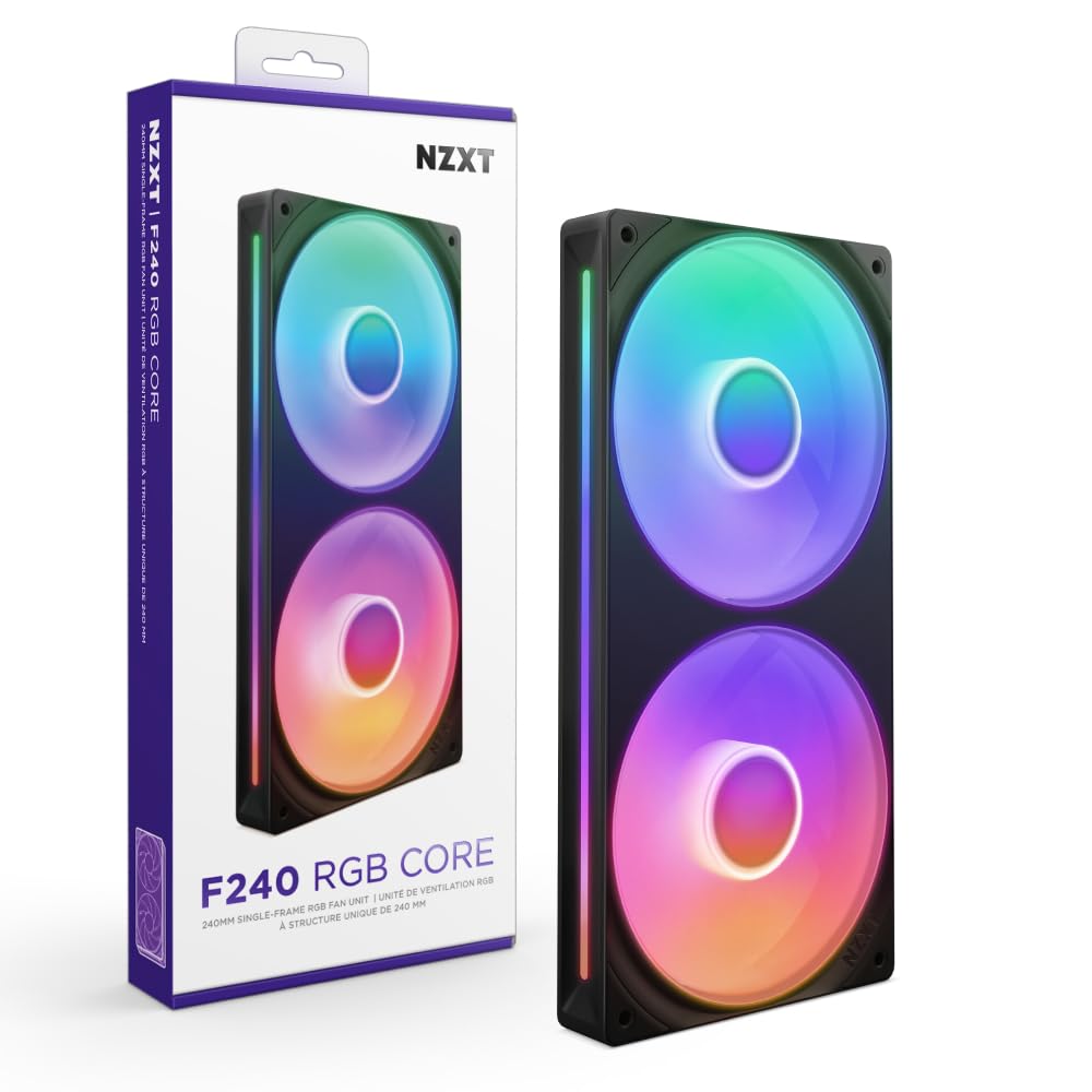 NZXT U240 Ventilador RGB 240 mm | Uni-Body Montado en Cubeta, Paquete Individual Negro - 240mm - RGB Core - Negro -