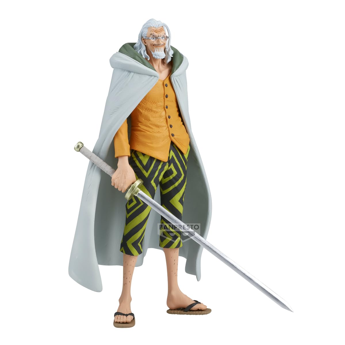 Banpresto - Silvers Rayleigh, King of Artist, One Piece, 23 cm (9.1") | Espada incluida, capa blanca, pose de combate, licencia oficial Bandai Namco, para coleccionistas adultos, acabado premium