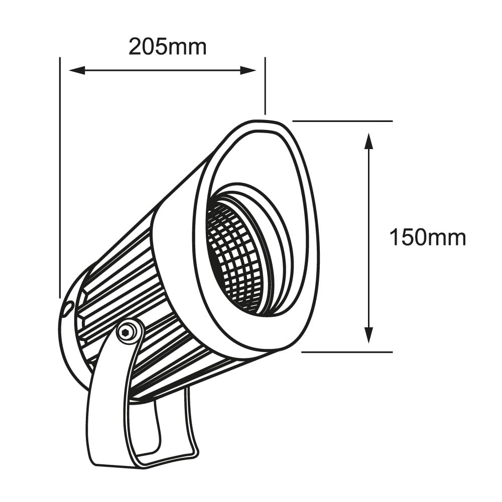 Tecnolite Lampara Sobreponer en piso exterior Negro 30W Luz suave cálida 30HLED764MV30N
