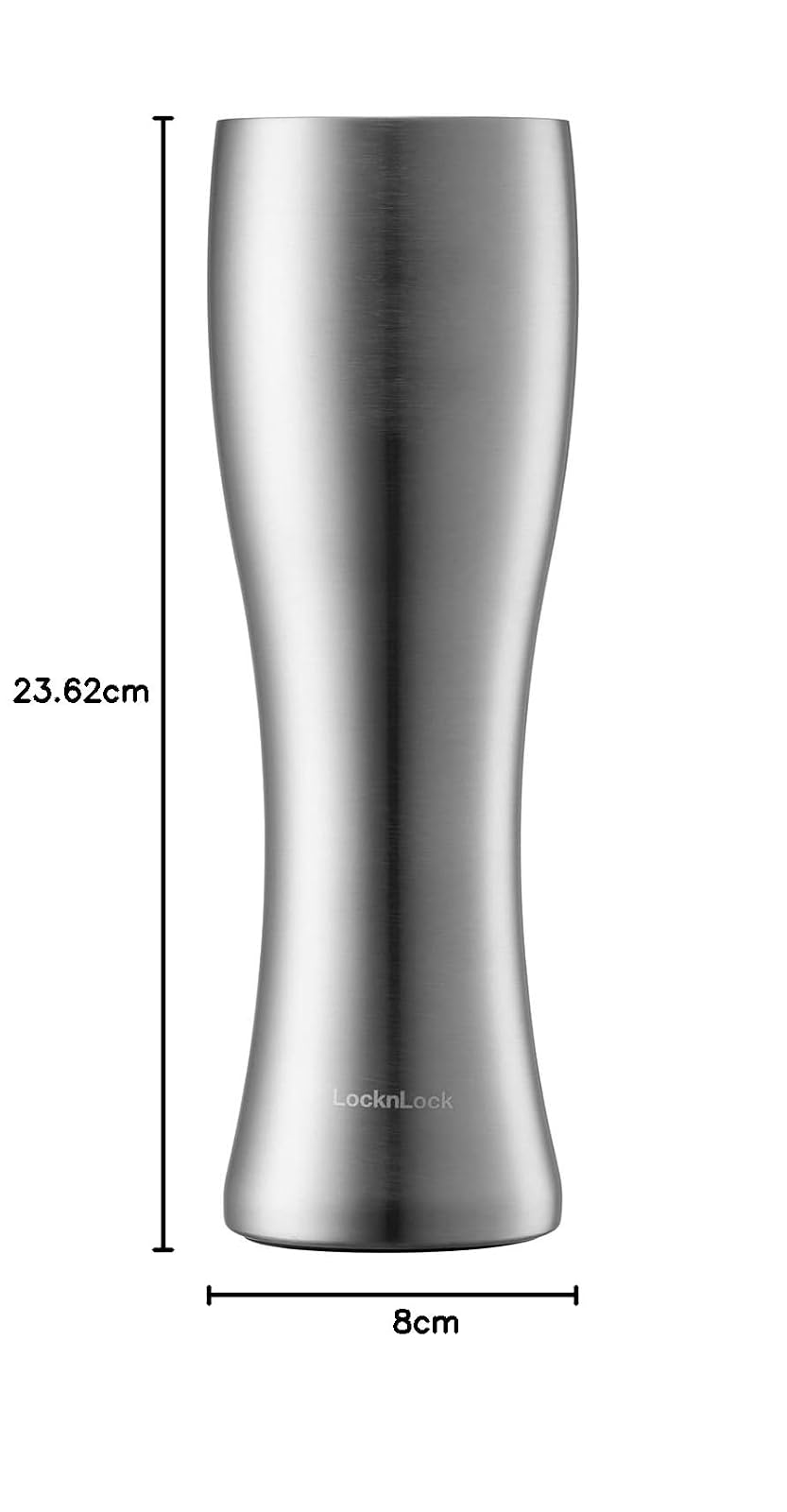 LocknLock - Vaso de cerveza de acero inoxidable con aislamiento de doble pared, 560 ml, color plateado