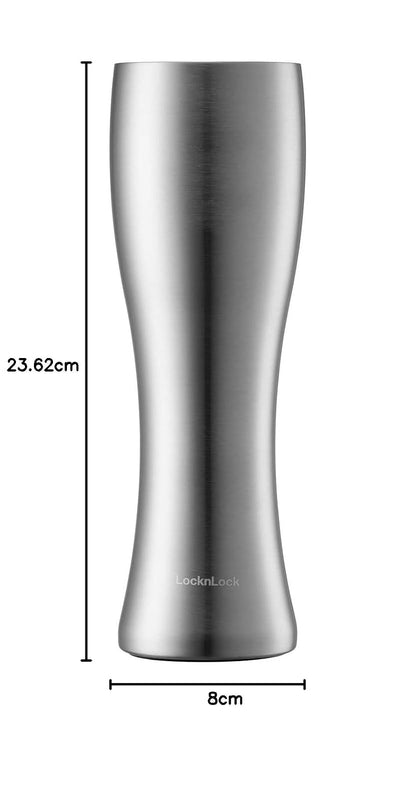LocknLock - Vaso de cerveza de acero inoxidable con aislamiento de doble pared, 560 ml, color plateado