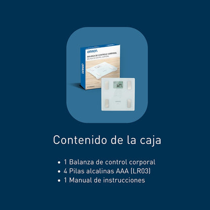 Omron Báscula Digital Corporal para Niños y Adultos, Medición Precisa de Peso y Grasa con 6 Indicadores, Color Blanco, Tecnología Única