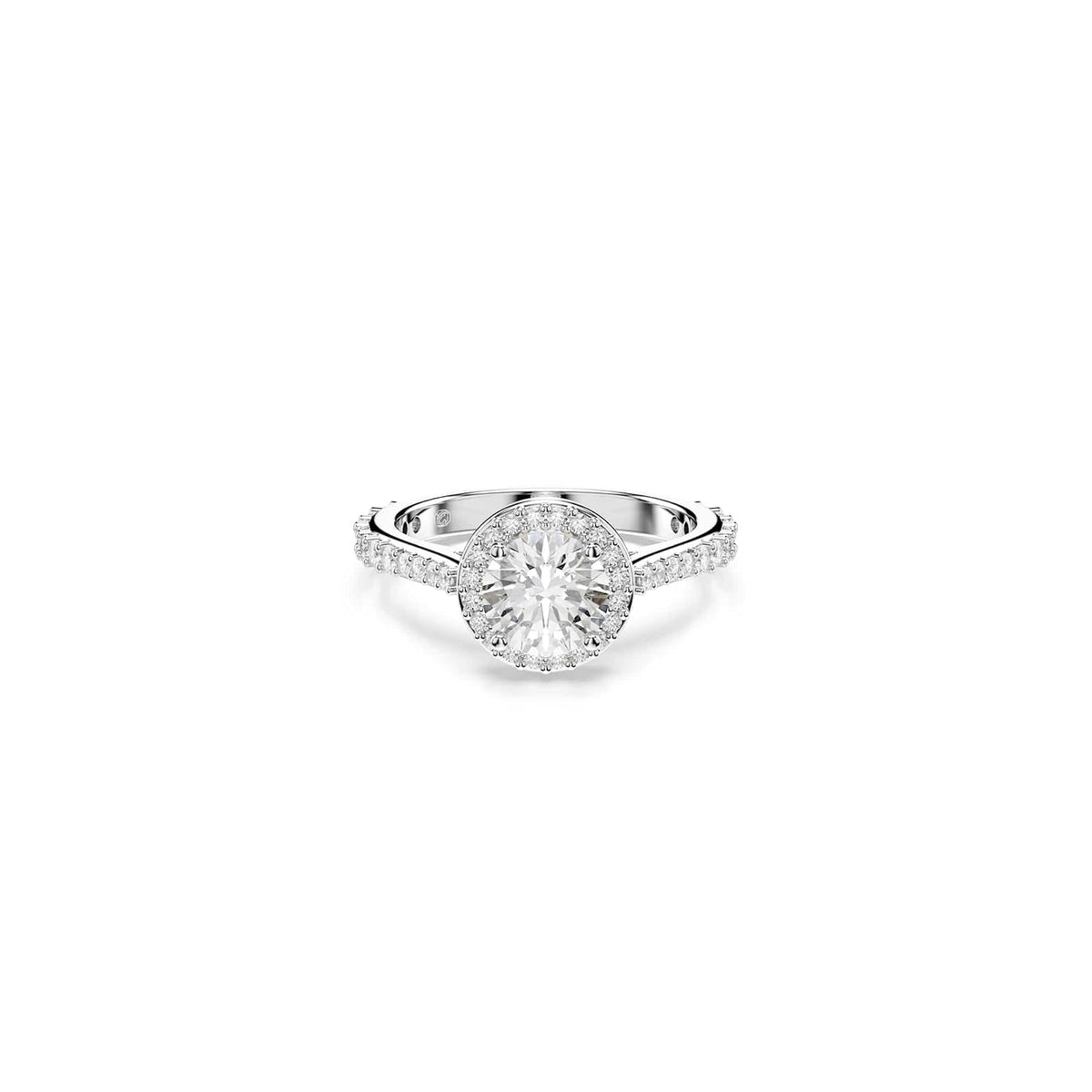 Swarovski Una Angelic Kollektion Ring, Rundschliff, Weiß, Silberfarbenes Finish