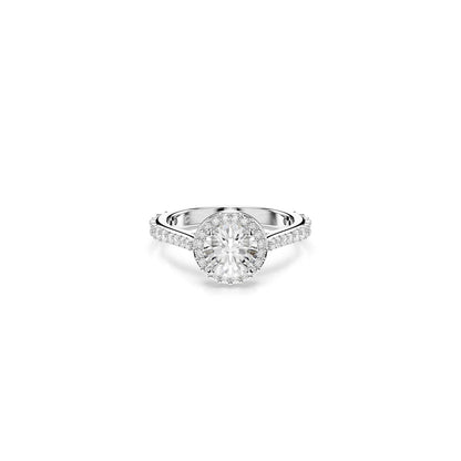 Swarovski Una Angelic Kollektion Ring, Rundschliff, Weiß, Silberfarbenes Finish