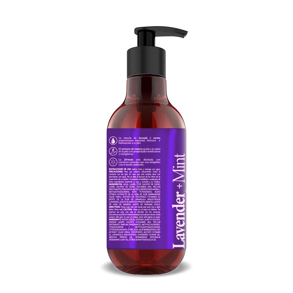 THE BOTANIST Jabón Líquido Antibacterial Lavanda+Menta 400 Ml + Shampoo Menta Fresca 591 Ml, Paquete De 2, 1 Ml, 400 Ml
