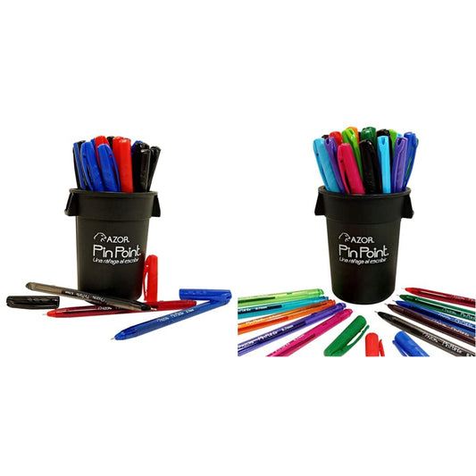 Azor Bolígrafo Punto Fino PinPoint 0.7mm 36 Piezas, Negro Azul y Rojo - Bolígrafo + Bolígrafo Punto Fino