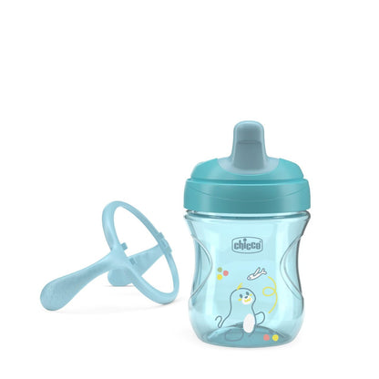 Chicco Vaso de Entrenamiento Training Cup 6M+ Anti Derrames Pico Ergonómico Asas Desmontables Azul