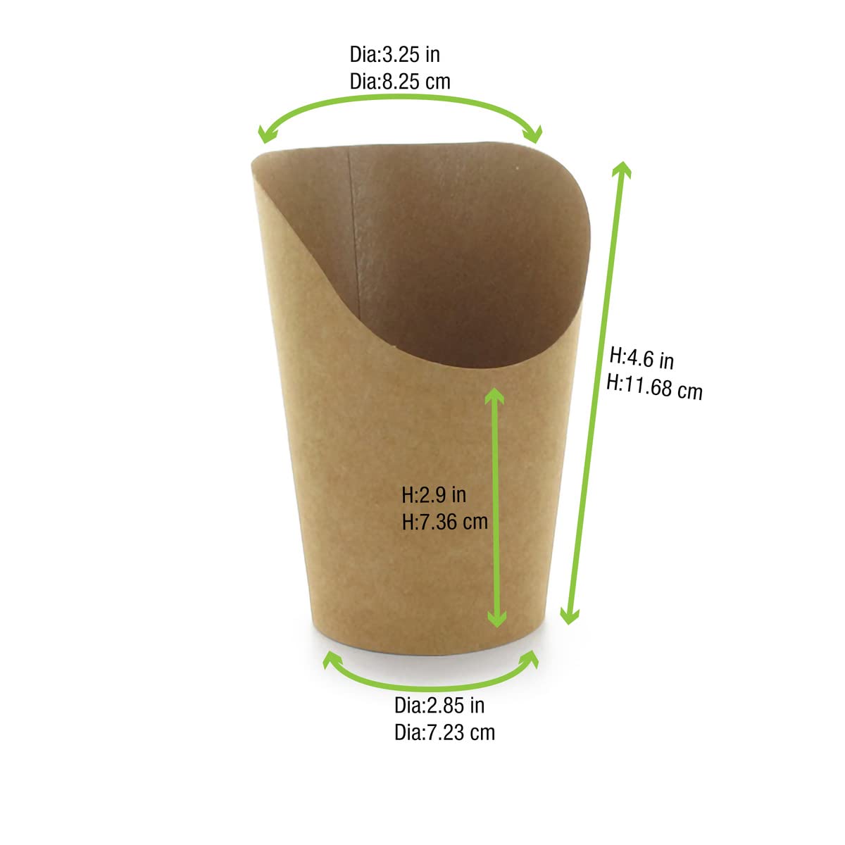 PacknWood Envase Kraft para Burritos / Wraps - 155.92G / A: 119.38 mm - Diámetro 76.2 mm, 1200 por caso