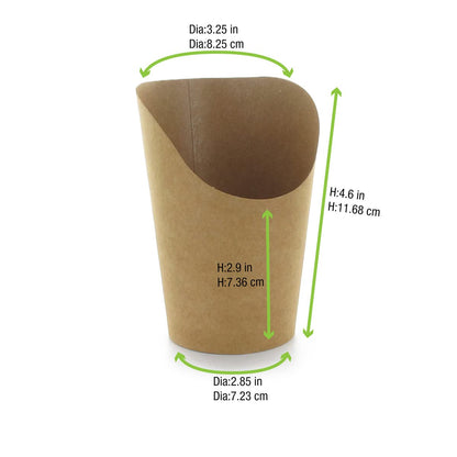 PacknWood Envase Kraft para Burritos / Wraps - 155.92G / A: 119.38 mm - Diámetro 76.2 mm, 1200 por caso