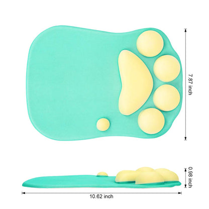 Emoly Alfombrilla para Mouse con Soporte de muñeca de Silicona Suave para Patas de Gato, reposamuñecas, Alfombrilla de Mouse para computadora, decoración de Escritorio (10.7 x 7.8, Verde)