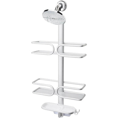 OXO Good Grips - Cesta de Ducha de Aluminio de 3 Niveles | Cesta a prueba de óxido, gancho antideslizante y succión segura, instalación sin herramientas, cesta de gran capacidad