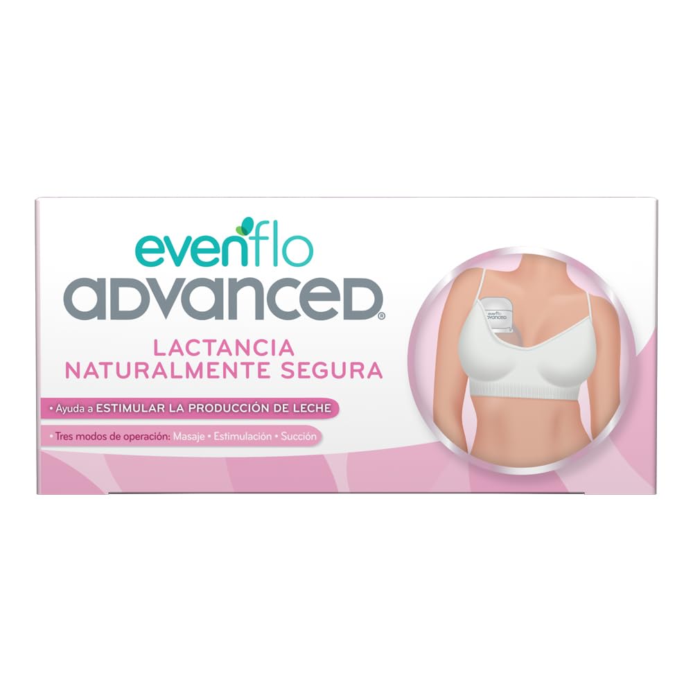 Evenflo Advanced Extractor de Leche Eléctrico Portátil, Inalámbrico, Recargable USB, 3 Modos de Operación, Silencioso, Libre de BPA, con Copa de Silicón y Módulo de Succión