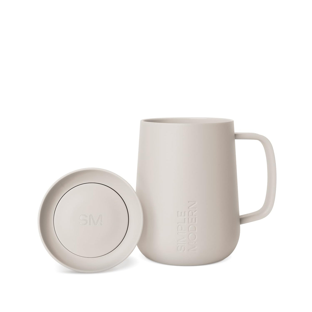 Simple Modern Taza de Café para Viajes con Asa, Vaso Térmico de Café de Acero Inoxidable con Taza para Té, Regalos para Mujeres y Hombres, Voyager Colección, 350ml, Almond Birch