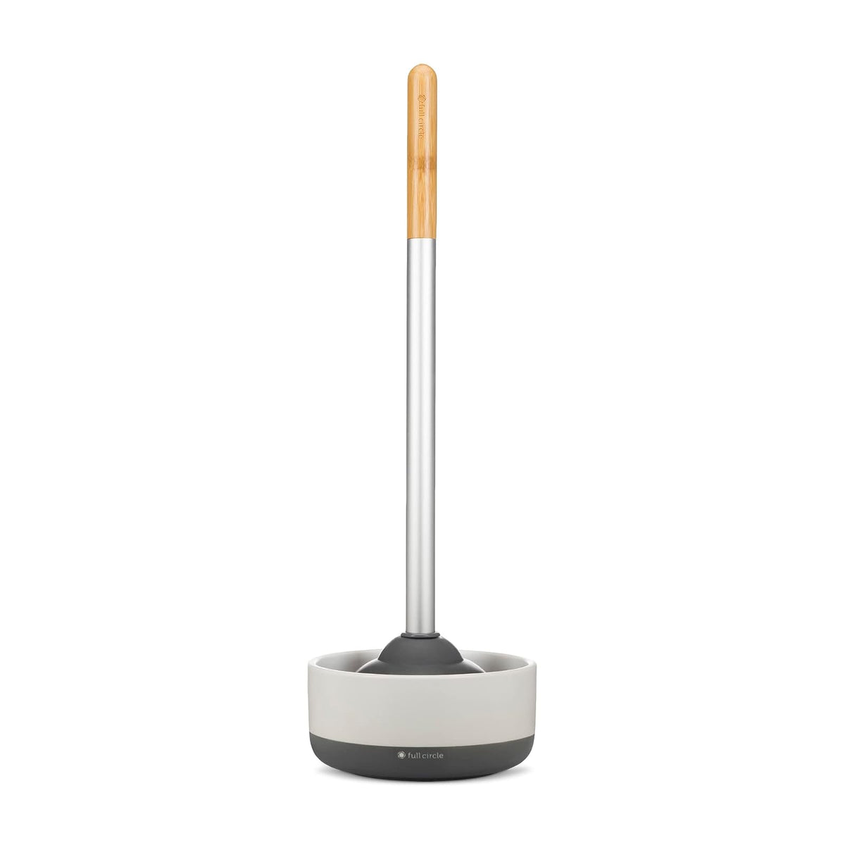 Full Circle Royal Plunge - Émbolo de inodoro con soporte de cerámica y disco de tierra de diatomeas para prevención de moho y moho, fácil de limpiar y más higiénico, blanco