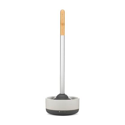 Full Circle Royal Plunge - Émbolo de inodoro con soporte de cerámica y disco de tierra de diatomeas para prevención de moho y moho, fácil de limpiar y más higiénico, blanco