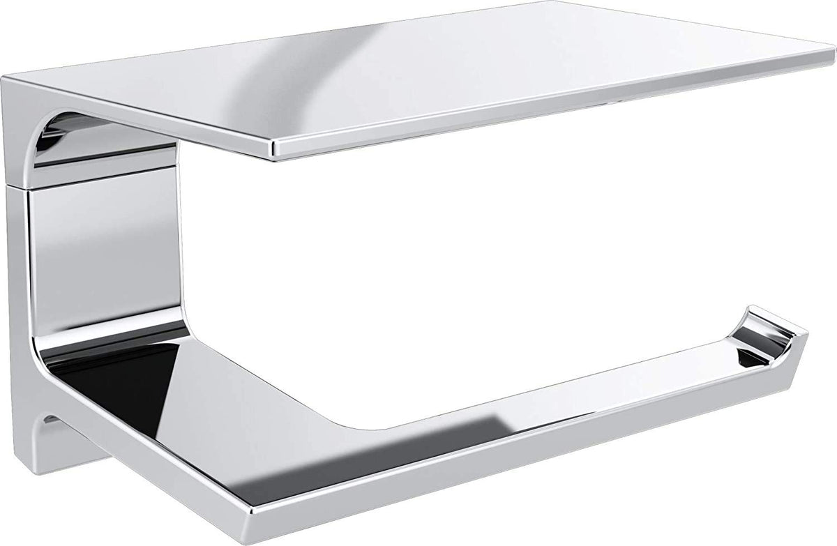 DELTA FAUCET 79956 - Soporte de papel higiénico pivotante para pared con estante en cromo pulido