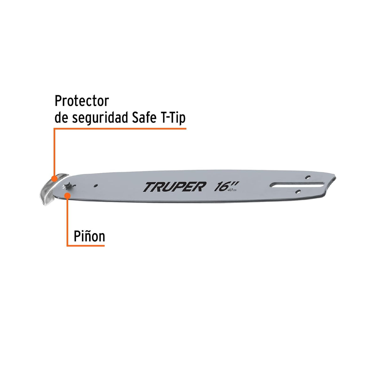 Truper BAMO-5016, Barra de repuesto 16" para motosierra a gasolina 45/50cc