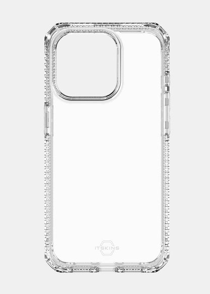 ItSkins Spectrum R Clear Funda Compatible con iPhone 15 Pro MAX, Protección Caídas 3m, Bordes Elevados, Tecnología Antimicrobiana - Transparente