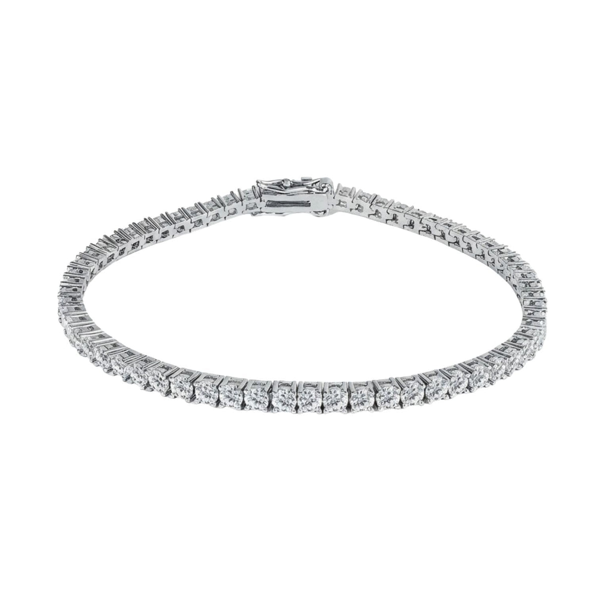 XYPHIELLE Pulsera Tennis de 4mm en Oro Blanco para Mujer y Hombre, Brazalete de Circonias Plateadas, Joyería de Lujo y Moda Urbana 17.8cm