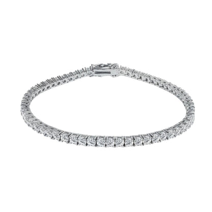 XYPHIELLE Pulsera Tennis de 4mm en Oro Blanco para Mujer y Hombre, Brazalete de Circonias Plateadas, Joyería de Lujo y Moda Urbana 17.8cm