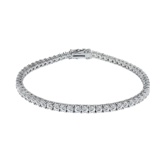 XYPHIELLE Pulsera Tennis de 4mm en Oro Blanco para Mujer y Hombre, Brazalete de Circonias Plateadas, Joyería de Lujo y Moda Urbana 17.8cm